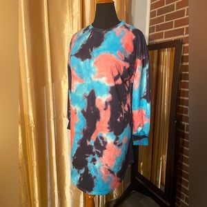 Tie-dye Tunic Dress- blue